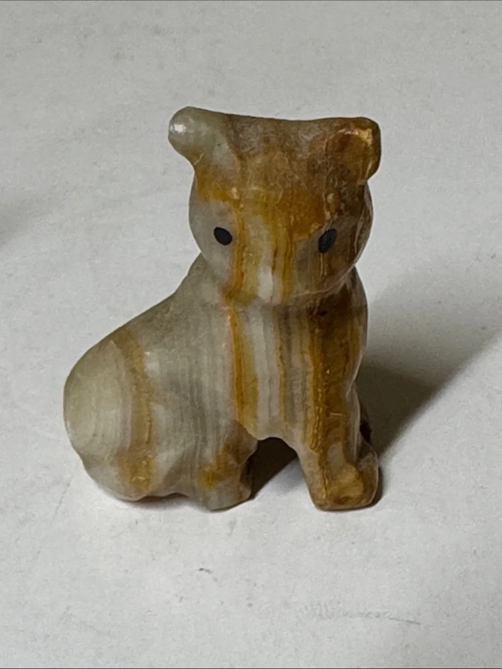 Onyx Stone carved Pet Figurines - Mixed Cream & Brown set of 4
